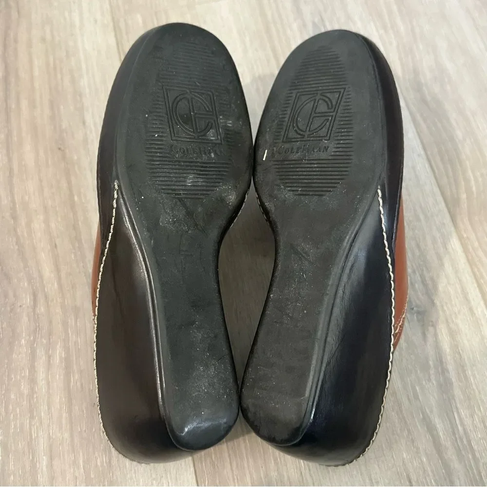 Cole Haan Elyssa Wedge Clogs Slip On Mules Shoes Brown Leather‎ Women’s Size 6